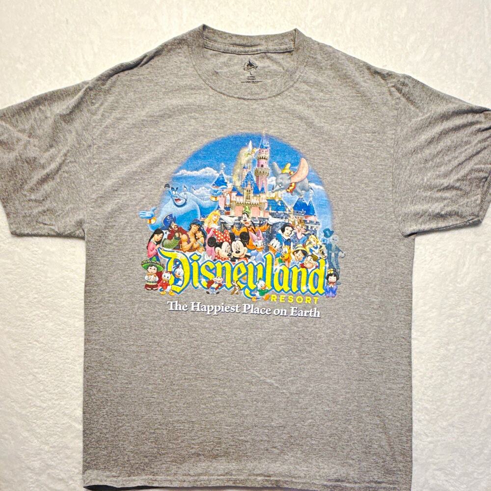 Disney Disneyland Resort The Happiest Place on Earth Gray Graphic T-Shirt L